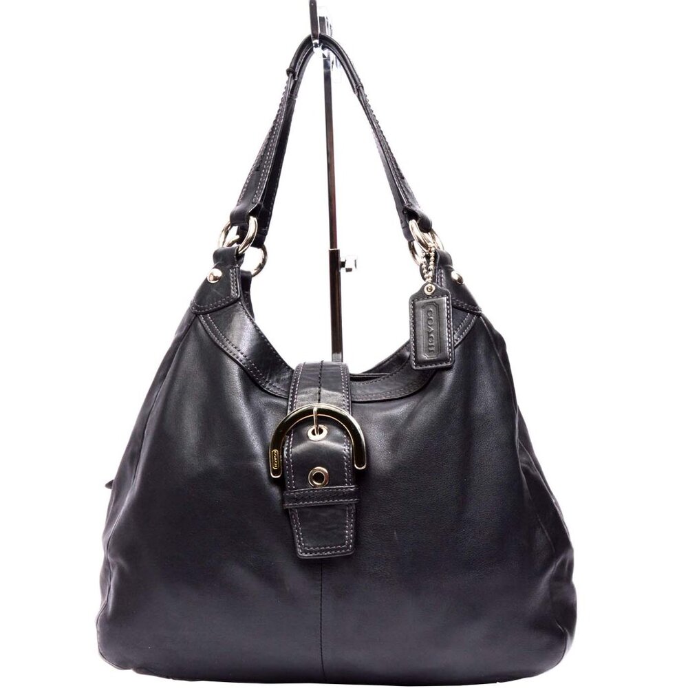 Coach Purse Black Leather Nickel Soho Madison Lynn Hobo Shoulder Bag F17092 Boho
